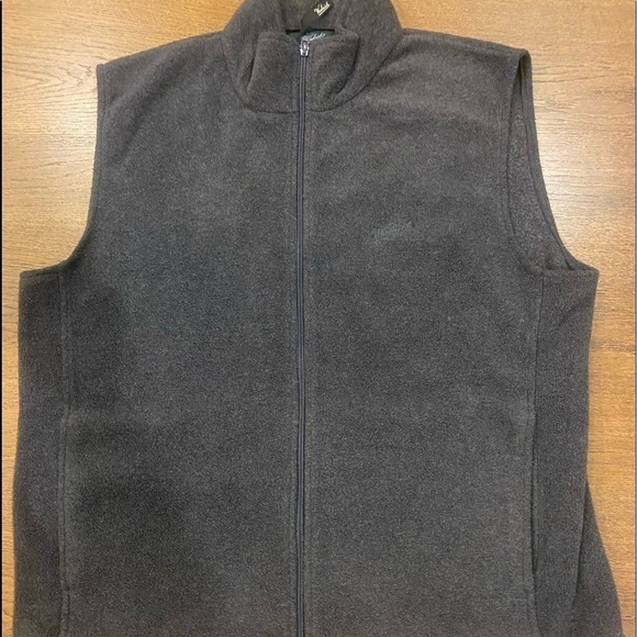 Woolrich Men Large Grey Full Zip Vest Fleece Drawstring Bottom Outdoor Camp - Picture 1 of 11